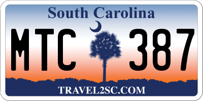 SC license plate MTC387