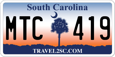 SC license plate MTC419
