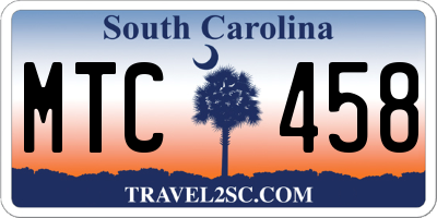 SC license plate MTC458