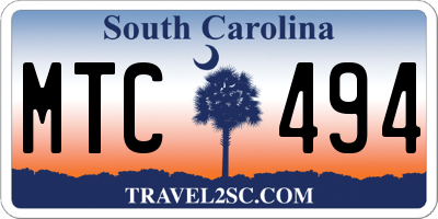 SC license plate MTC494