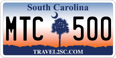 SC license plate MTC500