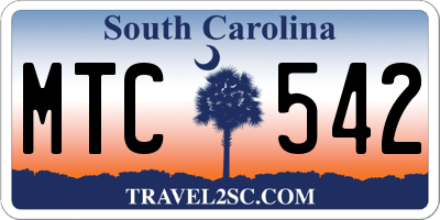SC license plate MTC542