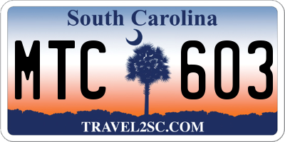 SC license plate MTC603