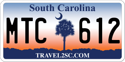 SC license plate MTC612