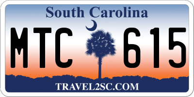 SC license plate MTC615