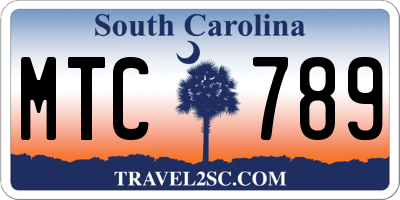 SC license plate MTC789