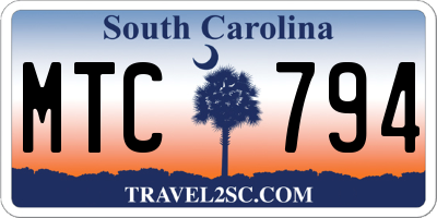 SC license plate MTC794