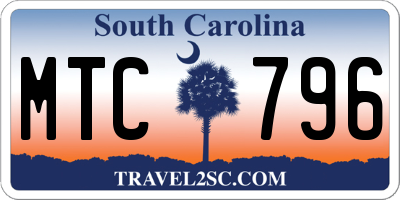 SC license plate MTC796