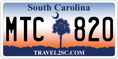 SC license plate MTC820