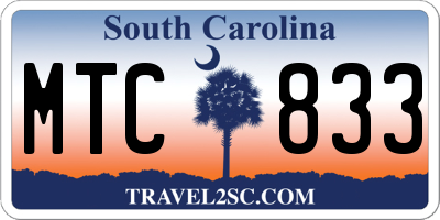 SC license plate MTC833