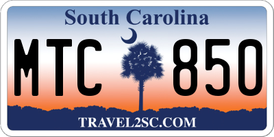 SC license plate MTC850
