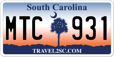 SC license plate MTC931