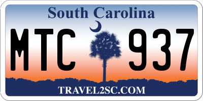 SC license plate MTC937