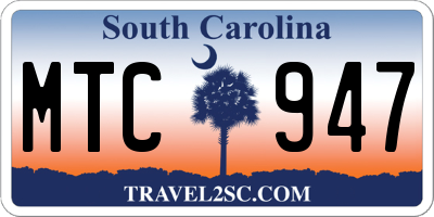 SC license plate MTC947