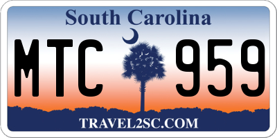 SC license plate MTC959