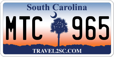 SC license plate MTC965