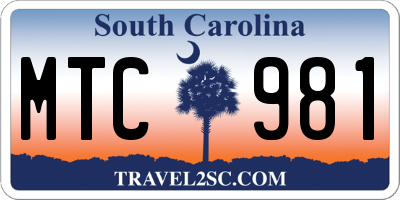 SC license plate MTC981