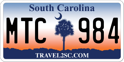 SC license plate MTC984