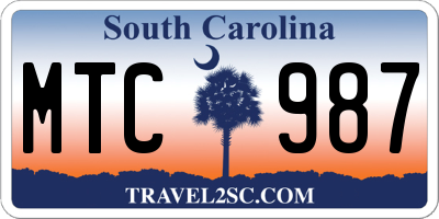 SC license plate MTC987