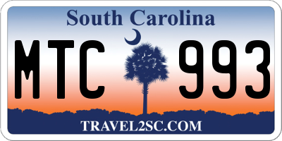 SC license plate MTC993