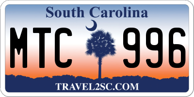 SC license plate MTC996