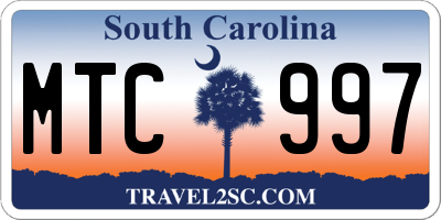SC license plate MTC997