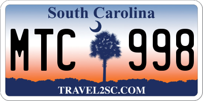 SC license plate MTC998