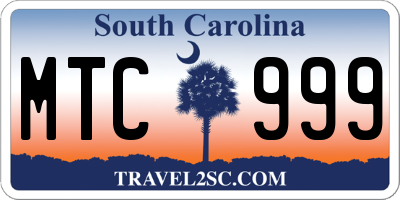 SC license plate MTC999