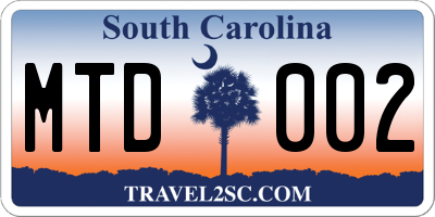SC license plate MTD002