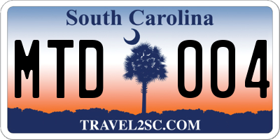 SC license plate MTD004