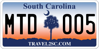 SC license plate MTD005