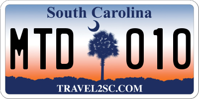 SC license plate MTD010