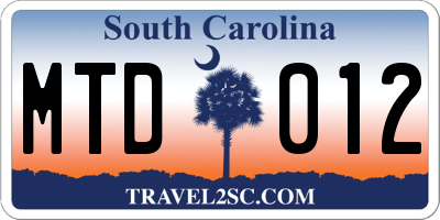 SC license plate MTD012
