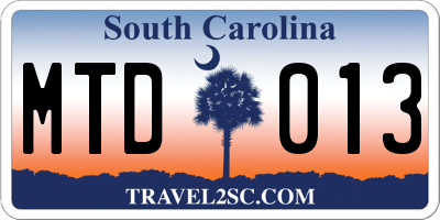 SC license plate MTD013