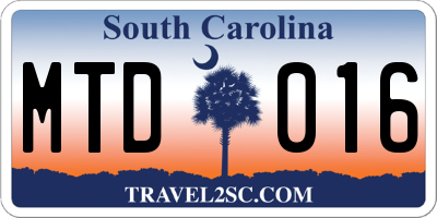 SC license plate MTD016