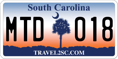 SC license plate MTD018