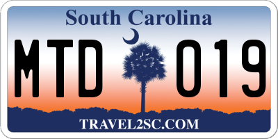 SC license plate MTD019