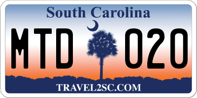 SC license plate MTD020