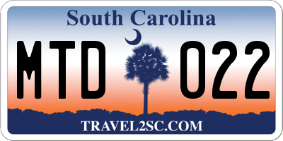 SC license plate MTD022