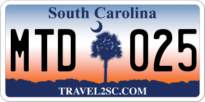 SC license plate MTD025