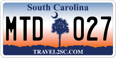 SC license plate MTD027