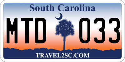 SC license plate MTD033