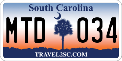 SC license plate MTD034