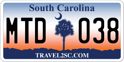 SC license plate MTD038
