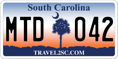 SC license plate MTD042