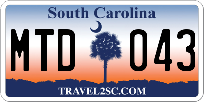 SC license plate MTD043