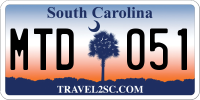SC license plate MTD051