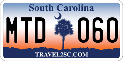 SC license plate MTD060