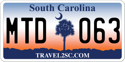 SC license plate MTD063