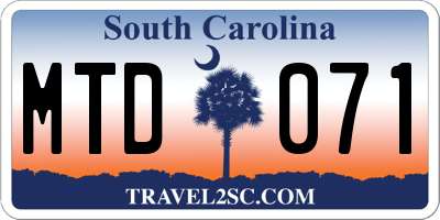 SC license plate MTD071